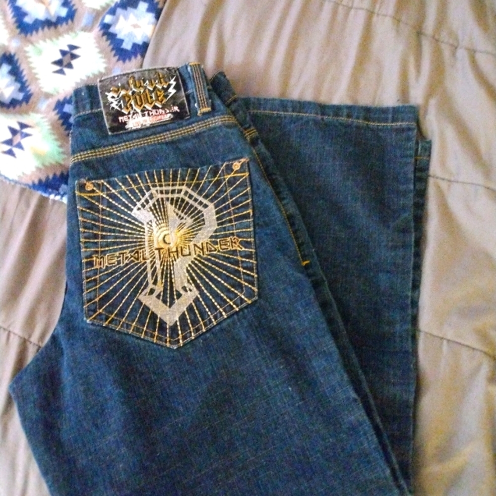 South pole, Metal Thunder (stud May), Size 34, Dark Blue Men's Jeans